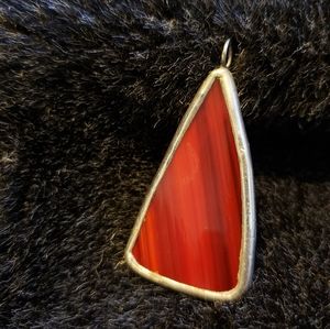 Red Triangular Stained Glass Pendant